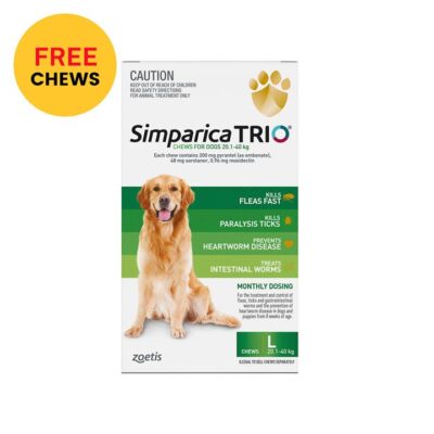 Simparica Trio For Large Dogs 20.1-40kg (Green) 3 Chews + 1  Free