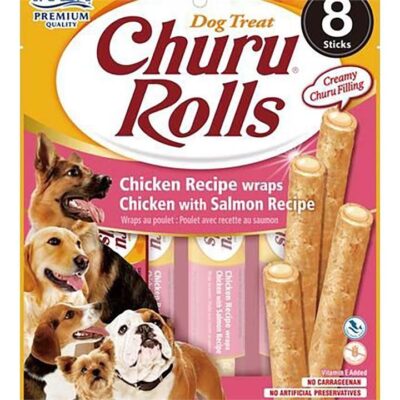 Inaba Dog Churu Rolls Chicken Wraps With Salmon 6X3.36Oz
